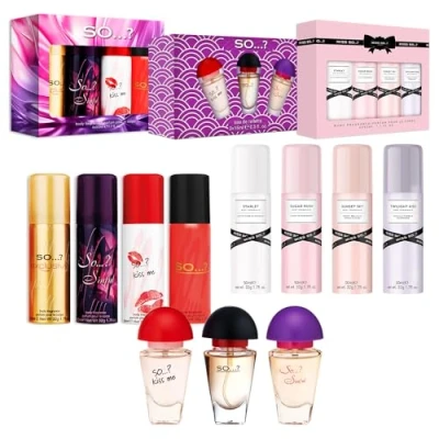 Immagine di So…? Womens Mixed Gift Sets Bundle, Body Mist Fragrance Spray &amp; EDT Perfume (4x50ml Mist, 3x15ml EDT) Pack of 3