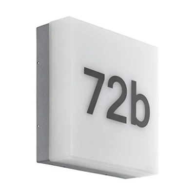 Immagine di EGLO applique da esterno Led Cornale, lampada a uno punto luce con sensore di diurna e numeri civici, in plastica, antracite, bianco, IP44