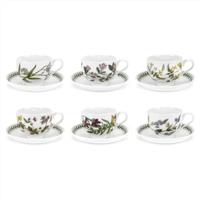 Immagine di Portmeirion Botanic GardenTradtional Shape Breakfast Cup and Saucer, Set di 6 Motifs Assortiti