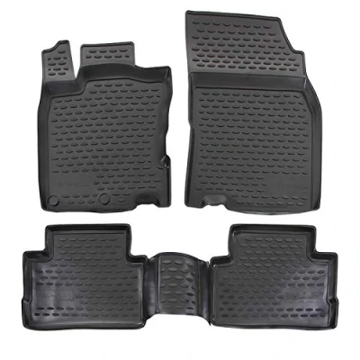 Immagine di J&amp;J Automotive 3D Tappeti Tappetini Auto In TPE Gomma Su Misura Per Qashqai J11 2014 2021, Con Bordo Alto, Nero, Antiscivolo, Inodore