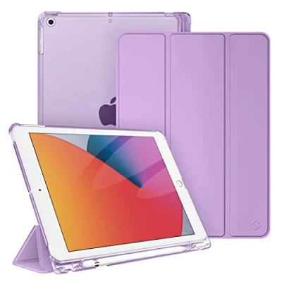 Immagine di FINTIE Custodia per iPad 10.2 Pollici 9a / 8a 7a Generazione (2021 2020 2019) con Built in Pencil Holder Sottile Leggero Semi Trasparente Cover Case Auto Sveglia/Sonno, Lavanda