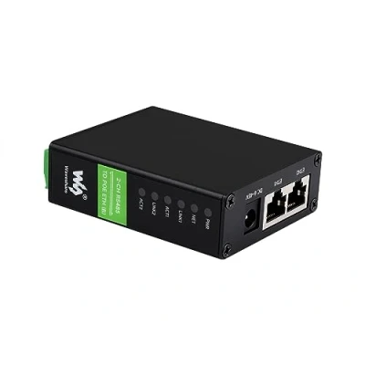 Immagine di Waveshare 2 CH RS485 to RJ45 Ethernet Converter Module with Poe Function, Industrial Rail Mount Isolated Serial Server,Dual Channels Independent Operation,Dual Ports