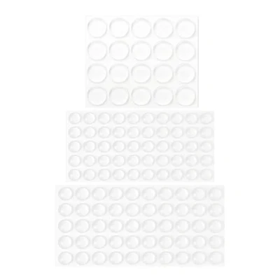 Immagine di Paraurti in silicone, confezione 120 pz, 20 x Ø 22 mm + 50 10 8 mm, Gommini autoadesivi trasparenti, Cuscinetti protettivi, Paracolpi da mobili per ante e cassetti, Fermaporte Silicone