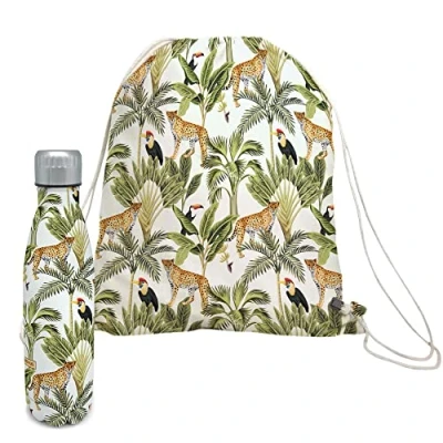 Immagine di NERTHUS FIH 974 Set di Bottiglia Doppio Parete 500 ml Selva + Zaino