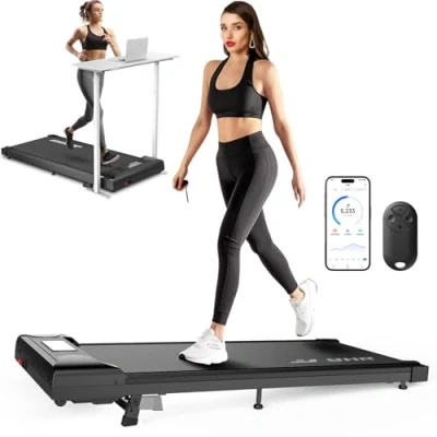 Immagine di Walking Pad 3 in 1 tapis roulant per casa e ufficio, da scrivania, con pendenza, app telecomando, 2,5 HP piccolo sotto nero