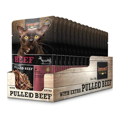 Immagine di Leonardo Sacchetto salvafreschezza [16x70g Manzo con straccetti di carne manzo] Pulled Beef Cibo umido senza cereali per gatti Alimento completo