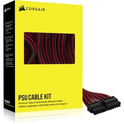 Immagine di Corsair Cavi PSU di tipo 5 con guaina singola, kit avviamento, nero e rosso