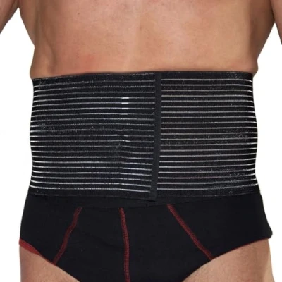 Immagine di BODYPERFECT Fascia ernia ombelicale Pancera post operatoria Cintura parto Elasticizzata A Strappo Altezza 16 Cm Made in Italy (Nero, XXL)