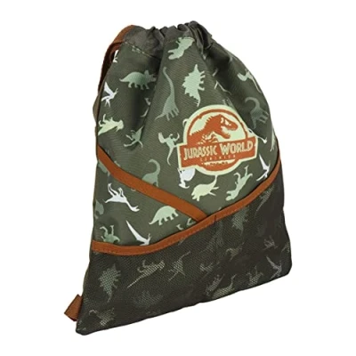 Immagine di CERDÁ LIFE&#039;S LITTLE MOMENTS Mochila Estilo Saco de Jurassic Parkcon Bolsillo Frontal Malla Elástica y Apertura Ajustable Línea Exploradora Licencia Oficial Universal Studios, Verde