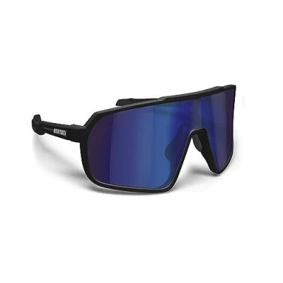 Immagine di Bertoni Occhiali Sportivi Ciclismo MTB Running per Uomo Donna in TR90 100% Protezione UV mod. GEMINI (Nero Opaco/Nero Lucido Lente Specchiata Blu)