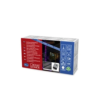 Immagine di Konstsmide 3798 540/Catena micro LED luce con Cambiamento di colore blu/rosso/per esterno (IP44)/80 diodi farbwechselnde/24 V Trasformatore da esterno/cavo nero