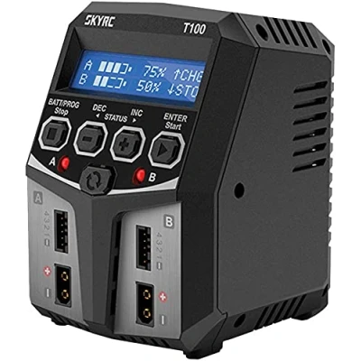 Immagine di SKYRC T100 Caricatore per modellismo 5.0 A Piombo, LiFePO, LiHV, LiIon, LiPo, NiCd, NiMH Spegnimento con timer, Display grafico