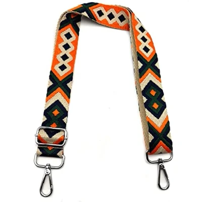 Immagine di Tracolla Regolabile Blu Scuro Verde Arancio, per Borsa Donna, Colorata Cinghie di Ricambio Larga 3.8cm con Argento Moschettoni Borsette Ragazza DIY Accessori, 9