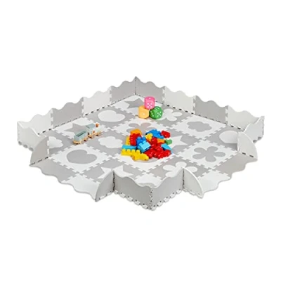 Immagine di Relaxdays Stelle Tappeto Puzzle in 52 parti, Gommapiuma EVA, Privo di Sostanze Nocive, 1,4 m² ca, con Motivo, Bianco/Grigio, Colore, 10037478_111