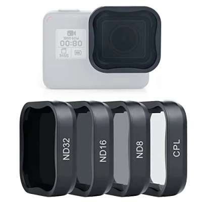Immagine di SOONSUN Confezione da 4 filtri per lenti CPL ND8 ND16 ND32 GoPro Hero 5 6 7 nero, densità neutra e filtro polarizzatore circolare fotocamera nera