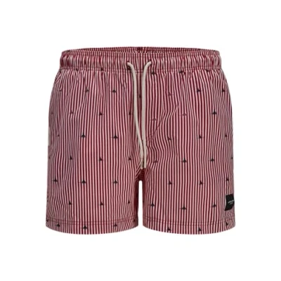 Immagine di Jack &amp; Jones Jpstmaui MINI Stripe Shorts da mare, Uomo, Taglia: Small, True red