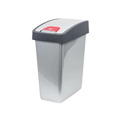 Immagine di keeeper Cestino Premium con Coperchio Basculante, Soft Touch, 25 L, Magne, Argentato
