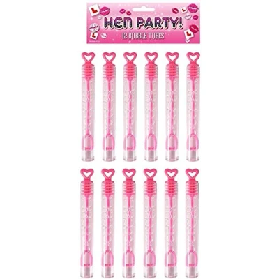 Immagine di Tubi di bolle per addio al nubilato, con decorazione a forma cuore, confezione da 12, Pack of 12