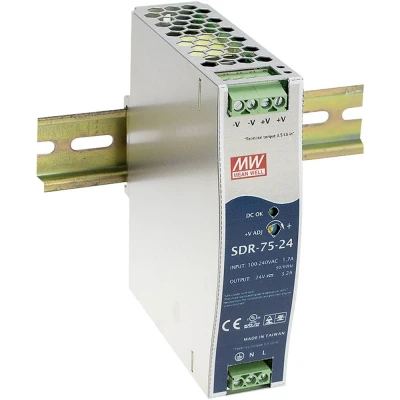 Immagine di Mean Well SDR 75 24 Alimentatore per guida DIN V/DC 3.2 A 76 W Num. uscite:1 x Contenuto 1 pz.