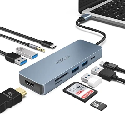 Immagine di OBERSTER Hub USB C, 6 in 1 C Adattatore HDMI VGA per Doppio Monitor con 4k HDMI, VGA, A, 2.0, Lettore di Schede SD/TF Dock Multiporta MacBook Pro/Air, Dell/HP/Lenovo, HB101