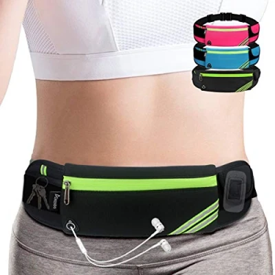 Immagine di Aikendo Marsupio per correre, allenarsi e fare jogging, non rimbalza, viaggiare, riporre i soldi, il cellulare, iPhone XS max, 8 plus, nero, Taglia unica,