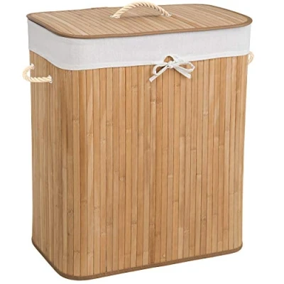 Immagine di TecTake PORTABIANCHERIA Cesto Porta Biancheria Contenitore Bambu con Sacchetto Removibile Modelli Differenti (100L Naturale No. 401834)