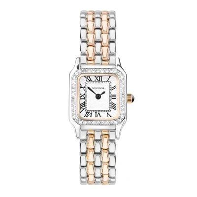 Immagine di Sekonda Monica 40643 Orologio da donna, cassa in lega bicolore e cinturino con lunetta pietra quadrante bianco