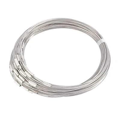 Immagine di NBEADS 100 Fili 14,5cm Il Rotondo di Cordino in Filo Acciaio Inossidabile con quelliusura a Vite Ottone per creazione Gioielli Fai da Te, Grigio Scuro,