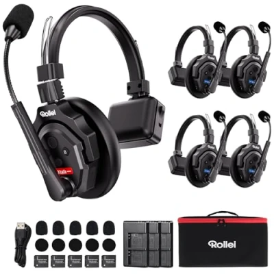 Immagine di Rollei Xtalk X5 Cuffie intercom flessibili, riduzione del rumore, audio dal vivo, portata fino a 350 m, durata della batteria 20 ore (Xtalk X5)