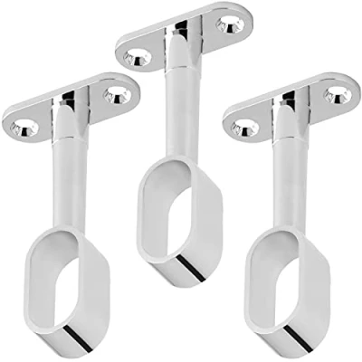 Immagine di SOTECH 3 pezzi Supporti per aste guardaroba ovali (30 x 15 mm) Cromo lucido Regolabile in altezza 84 112 mm