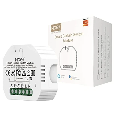 Immagine di MOES WiFi Mini modulo per tende e tapparelle oscuranti, sistemi con motorino elettrico, compatibile Smart Life/Tuya app, Alexa Google Home
