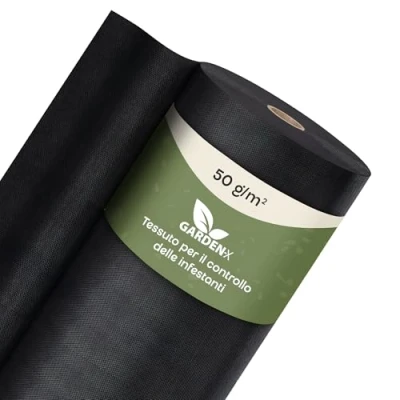 Immagine di GARDENIX Tessuto Non Anti Erbacce, permeabile all&#039;Acqua, 50 g/m², Resistente ai Raggi UV, 0,8 x 100 m (80 m²), per aiuole Rialzate, Protezione dalle Giardini,