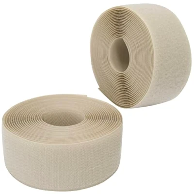 Immagine di Aerzetix C66006 Nastro/rotolo di scratch 50mm 5 metri auto aggrappante organizer/fermacavo striscia aggancio sacchetto indumento cinghia colore: beige chiaro in poliammide e poliestere