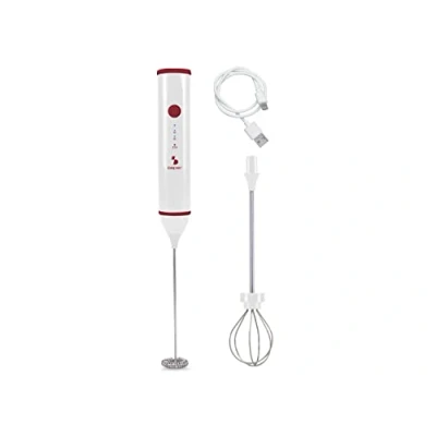 Immagine di BEPER P102SBA008 Montalatte Elettrico Ricaricabile USB Monta Latte per Cappuccino con Frusta Montapanna Inclusa, Rosso/Bianco