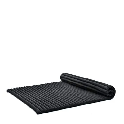 Immagine di LEEWADEE Materassino da Pavimento Pieghevole, XL, Materasso Giapponese Arrotolabile, Letto per Ospiti O Campeggio, Futon Shiatsu in Kapok, 190 x 145 cm, Nero