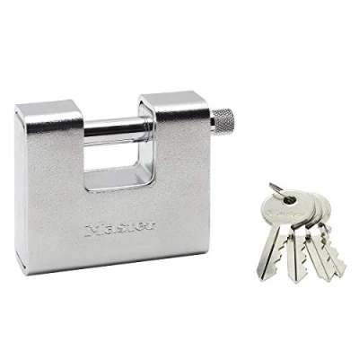 Immagine di Master Lock 680EURD Lucchetto Rettangolare in Zinco a Chiave, Grigio, 8 x 9,5 2,9 cm