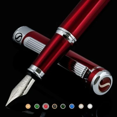 Immagine di Scriveiner penna stilografica Deep Crimson Red Splendida stilo con finitura cromata, pennino (fine), lacca rossa