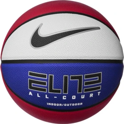 Immagine di Nike Elite All Court 8P 2.0 Pallacanestro deflated in gomma e pelle sintetica, colore rosso gym/blu royal/argento/nero metallizzato, misura 7, N.100.4088.619.07