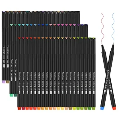Immagine di Penne Fineliner, 60 Colori Set di Pennarelli Punta fine per Mandala, Bullet Jurnal, Colorare, Schizzi