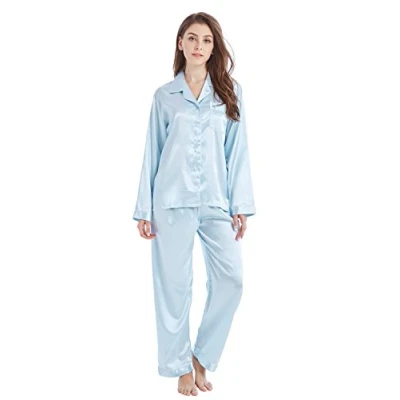 Immagine di TONY &amp; CANDICE Set Pigiama in Raso da Donna (L, Blu Chiaro)