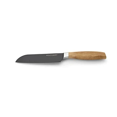 Immagine di ECHTWERK coltello Santoku in acciaio di alta qualità, da cucina, multiuso, speciale, manico legno acacia, lunghezza della lama: 15 cm, Edizione nera