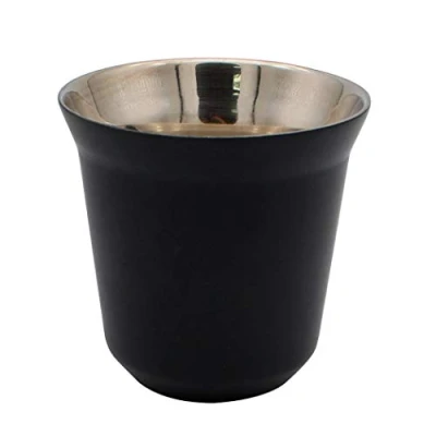 Immagine di Dianoo Tazza Di Caffè Tazzine Espresso In Acciaio Inox Doppio Muro Isolato Termicamente Capsula Nero, 85 ml