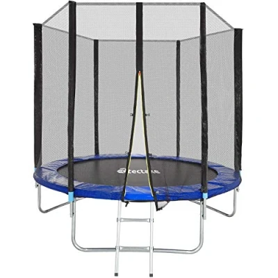Immagine di tectake® Trampolino Elastico da Giardino, per Fitness, Sport, Tempo Libero, Bambini e Adulti con Rete di Sicurezza Scaletta Diametro 244 cm