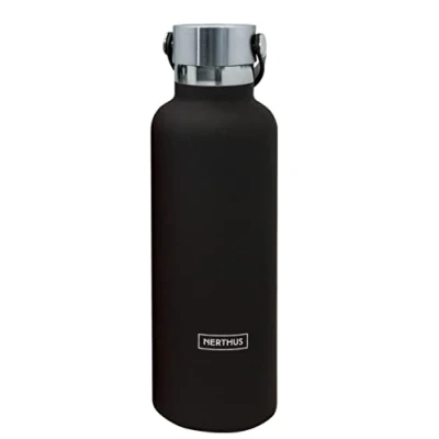 Immagine di NERTHUS FIH 720 Borraccia Termica con Doppia Maniglia per Il Freddo e Caldo Design Nero Inox, 750 ml, Senza BPA, 18/8, Acciaio Inossidabile