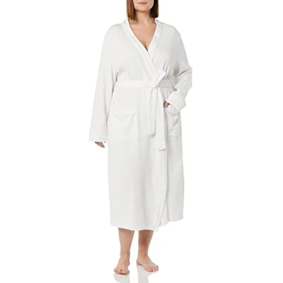 Immagine di Amazon Essentials Accappatoio Leggero A Nido d&#039;Ape Tutta Lunghezza (Taglie Forti Disponibili) Donna, Bianco, M