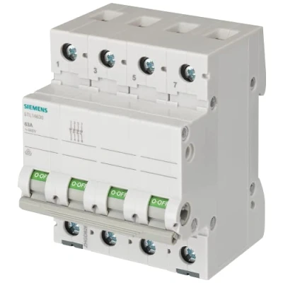 Immagine di Siemens sentron Interruttore 70 mm 400 V 3 moduli 35 mm2 4 poli 63 A