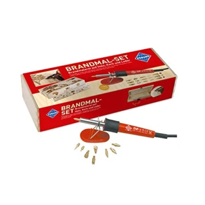Immagine di PEBARO 0266 9 Punte e timbri in Scatola, pirografia, Scrittura, Disegno bruciatura su Legno, Pelle, Sughero Altri Materiali, 30 W, Plastica, Colore: Rosso