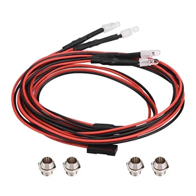 Immagine di Lampade LED per auto RC,Faro dell&#039;automobile di RC 4Pcs 3mm faro principale luci a Model Drift Car Vehicle Accessory