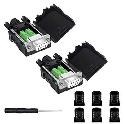 Immagine di YIOVVOM DB9 Breakout Connector ,DB9 Solderless RS232 D SUB femmina adattatori seriali 9 pin porta bianco adattatore a terminale modulo di segnale con custodia set 2