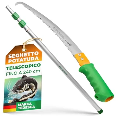 Immagine di GRÜNTEK Seghetto per Potatura con Pertica Telescopica 100 240 cm. Sega da Giardino Compatibile svettatoio B096Y5T5VT